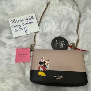 Kate Spade Pink and Black Crossbody Bag with Cartoon Print